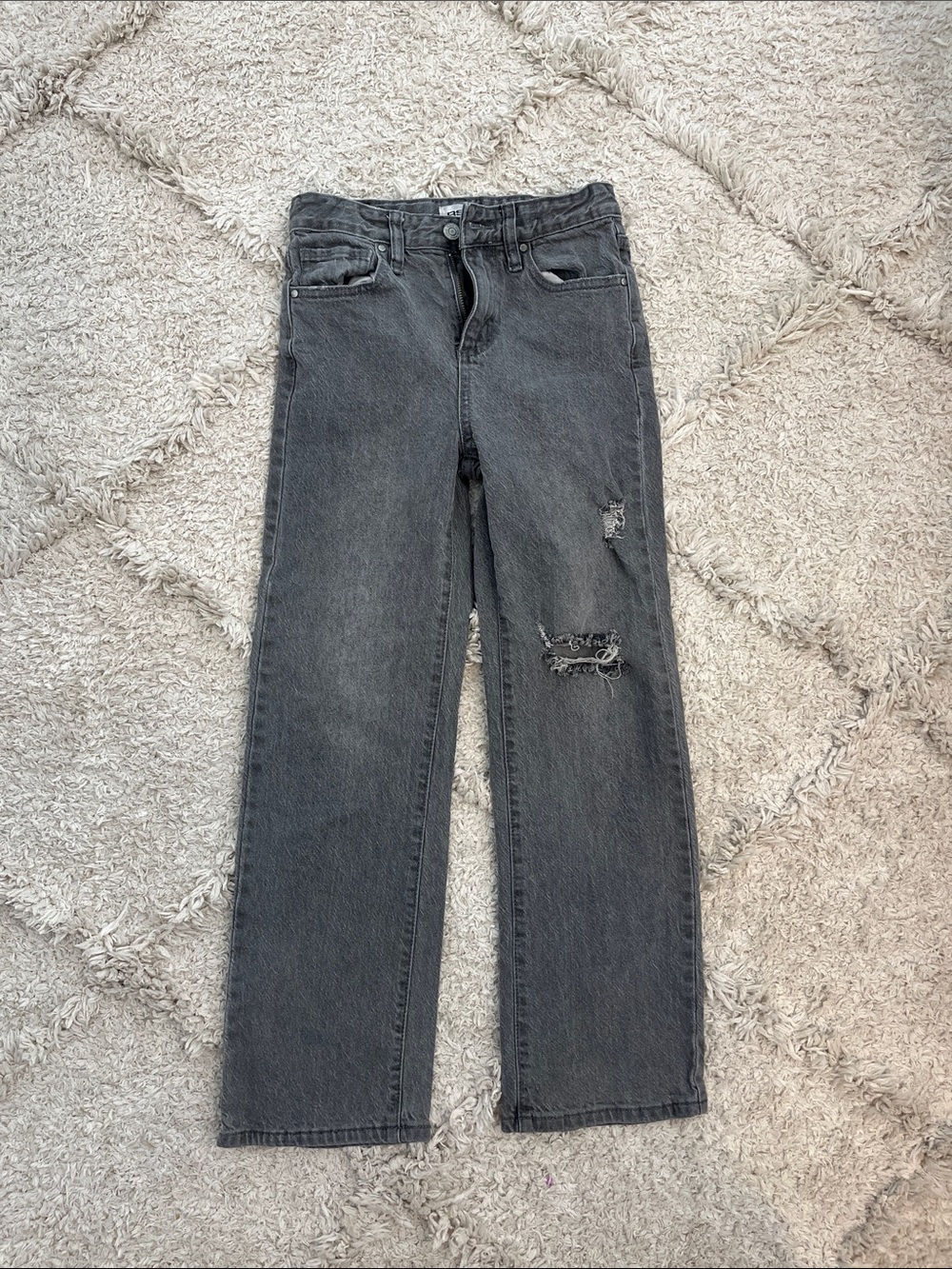 Tilly's Gray Distressed Straight-Leg Kids Jeans
